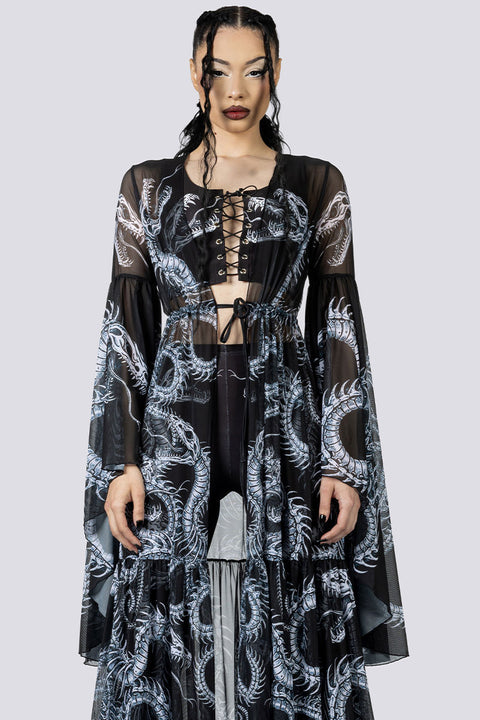 Phantom Serpent Sheer Duster Close Up Goth Clothing