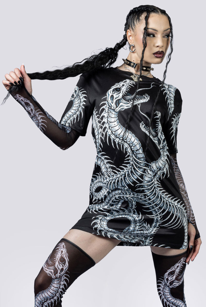 Phantom Serpent Tee Shirt Dress Close Up Gothic Outfits