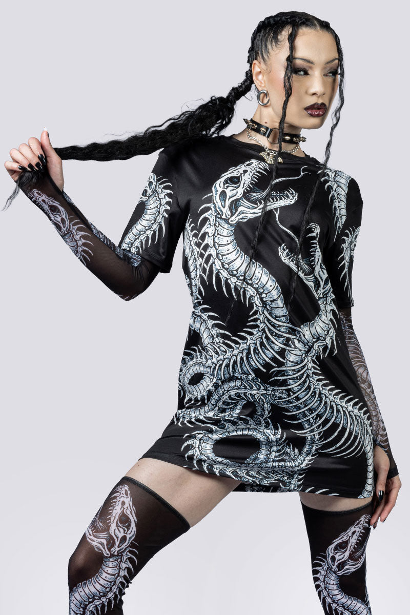 Phantom Serpent Tee Shirt Dress Close Up Gothic Outfits