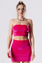Pink Bombshell Velvet Long Tube Top