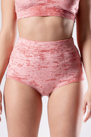 Rave Outfit Pink Champagne Booty Shorts Pink Velvet Close Front View