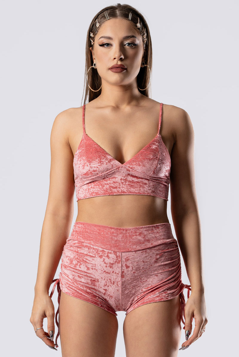 pink-champagne-high-waisted-tie-side-shorts-pink-velvet-close-view