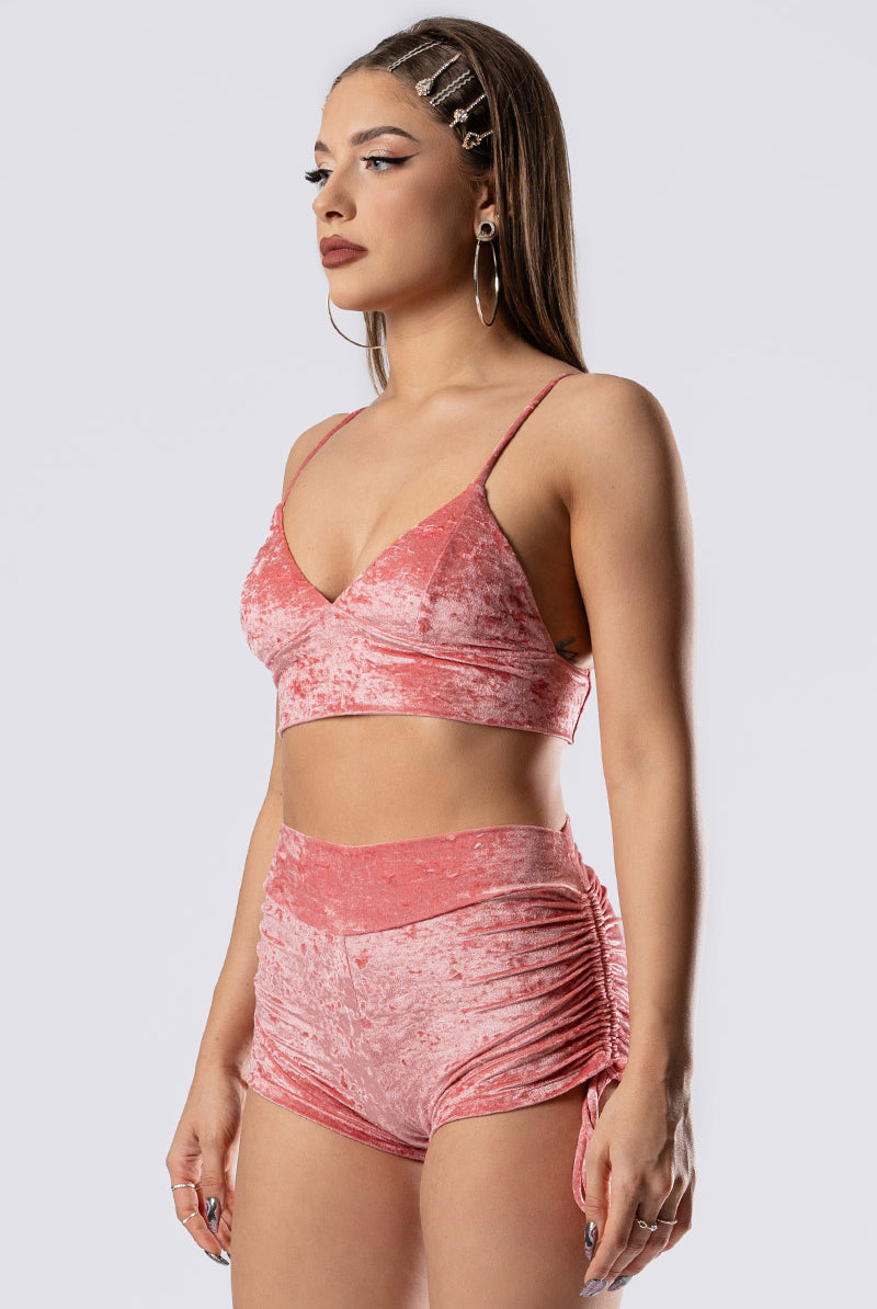 pink-champagne-high-waisted-tie-side-shorts-set-pink-velvet-closer-side-view