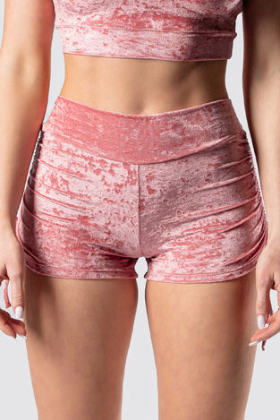Rave Outfit Pink Champagne Tie Side Shorts Close Front View
