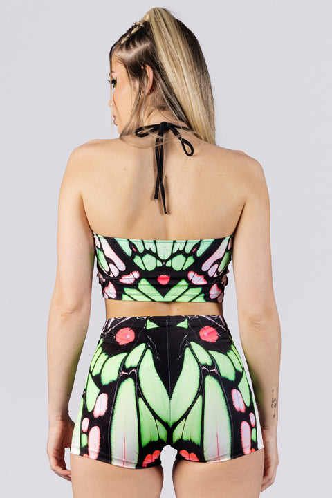 Rave Outfit Pink Forester High Waisted Shorts Set Back View