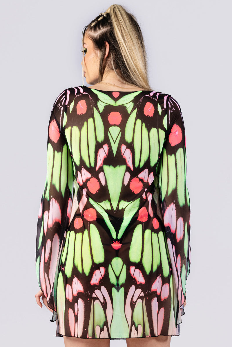 pink-forester-mesh-slit-mini-dress-back-view