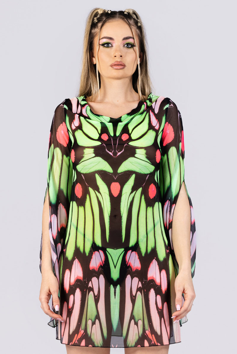 pink-forester-mesh-slit-mini-dress-close-view