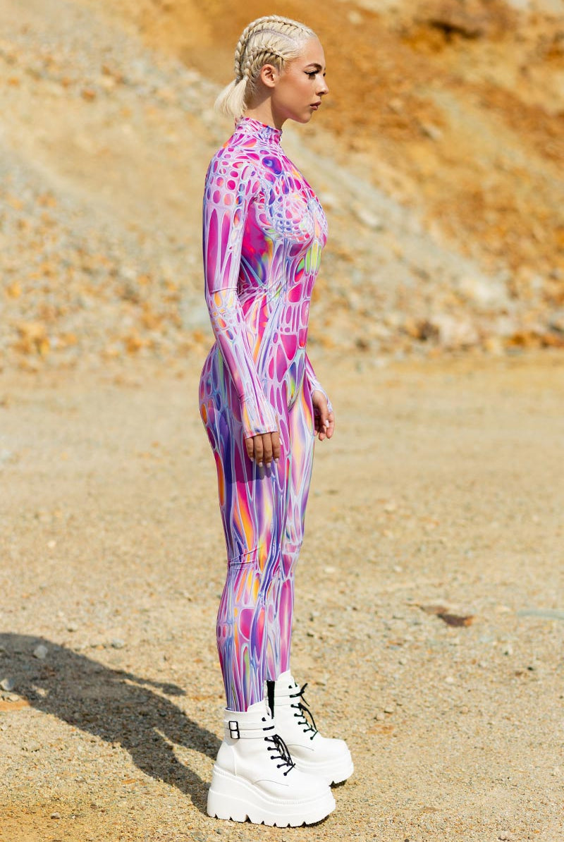 Pink Morph Rave Costume Side View