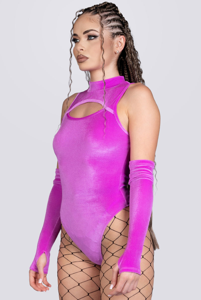 Pink Orchid High-Neck Keyhole Bodysuit Pole Wear