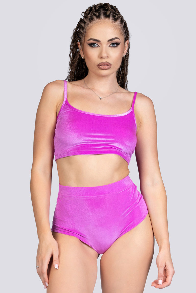Pink Orchid Spaghetti Strap Crop Top - Velvet Stripper Outfit