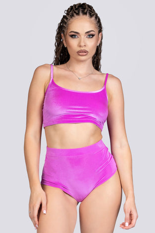 Pink Orchid Spaghetti Strap Crop Top - Velvet Stripper Outfit