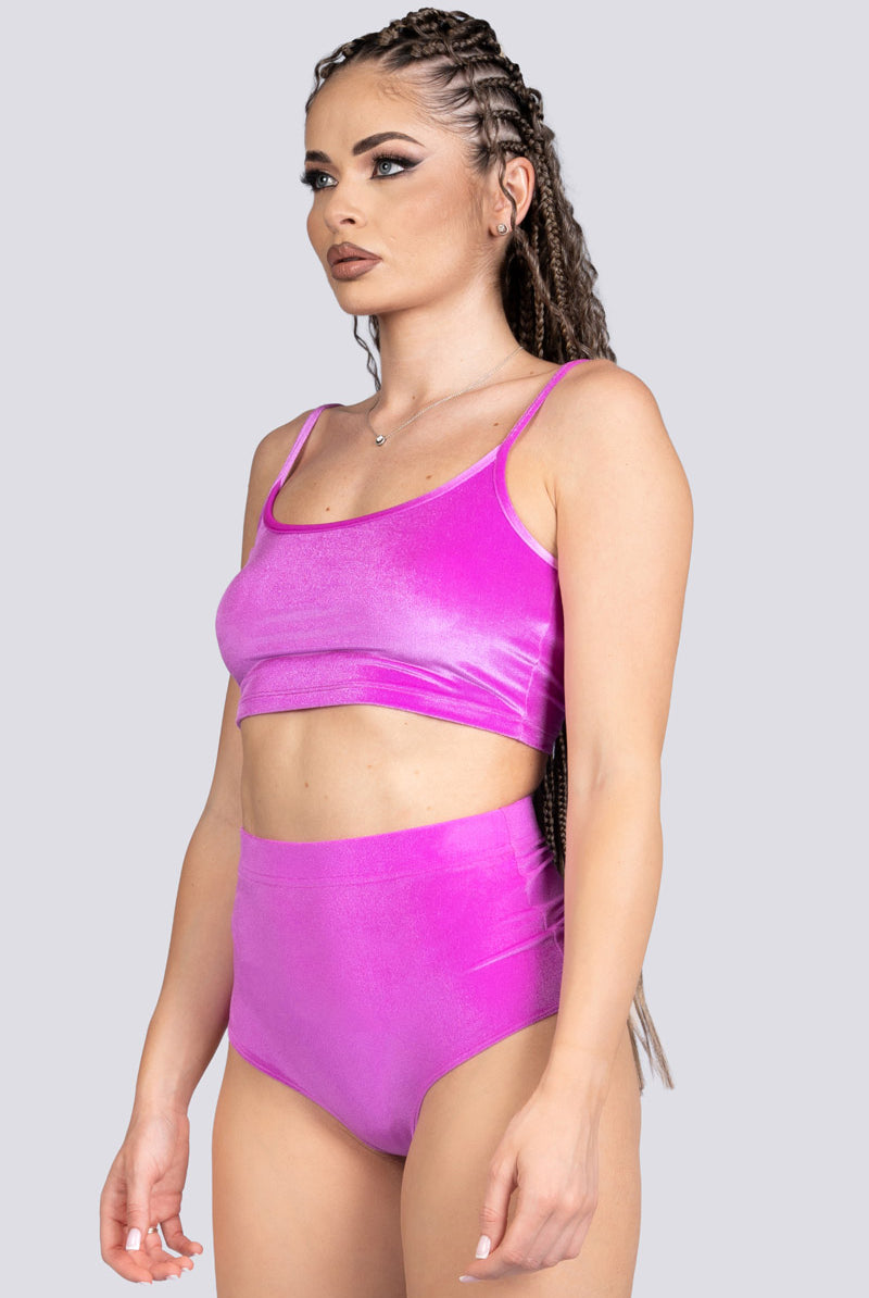 Pink Orchid Spaghetti Strap Crop Top - Velvet Stripper Wear