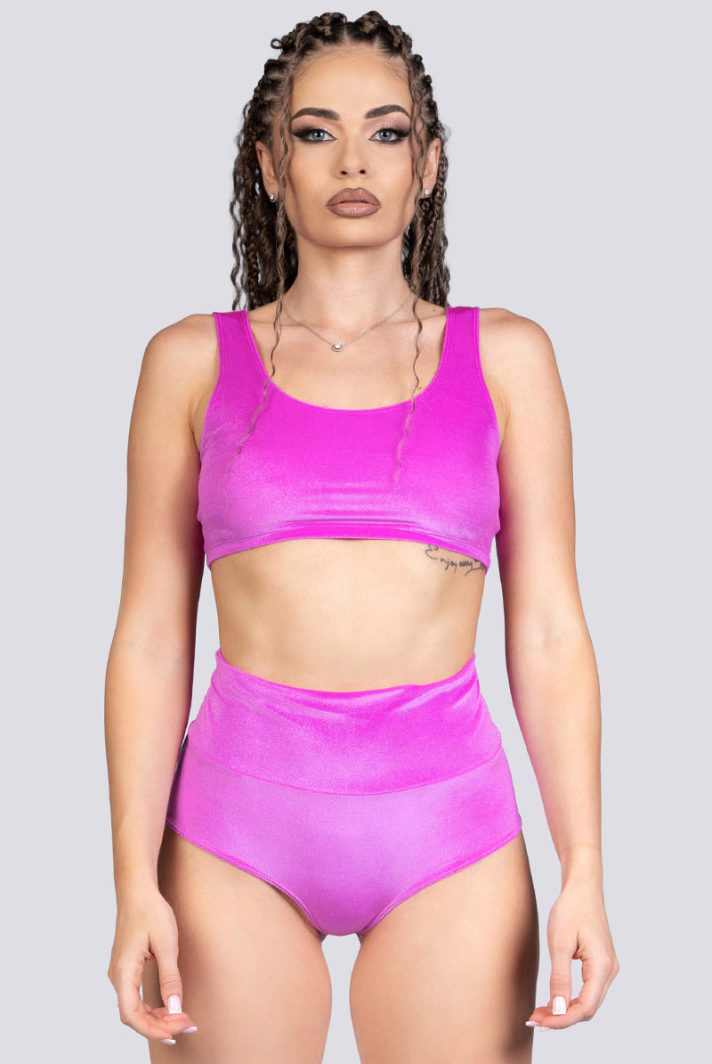 Pink Orchid Velvet Bra Crop Top - Stripper Outfit
