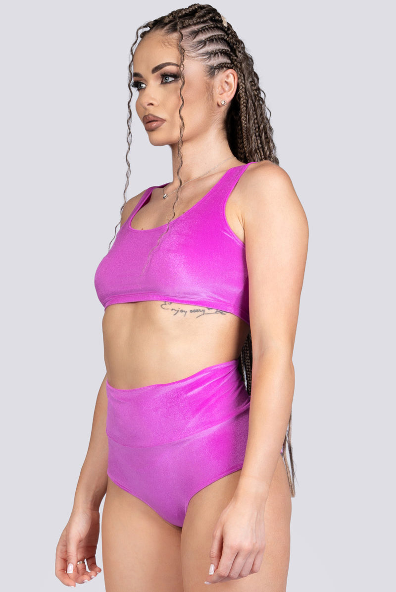 Pink Orchid Velvet Bra Crop Top - Pole Wear