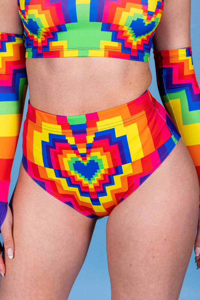 Pixel Love Booty Shorts Close View
