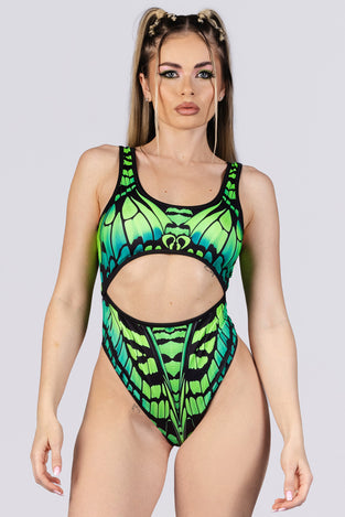 Rave Outfit Poison Fairy Cut Out Thong Bodysuit Close View