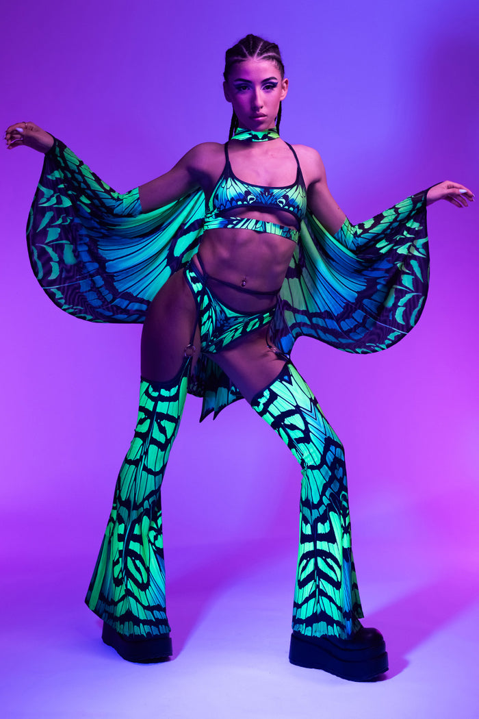 Rave Outfit Poison Fairy O Ring Chaps Set Side View Uv