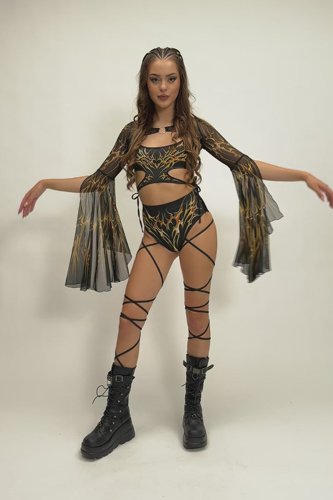 Black Gold Top & Shorts Rave Set