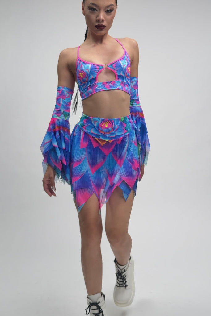 Lotus Nymph Handkerchief Mini Skirt Set Rave Halloween Style