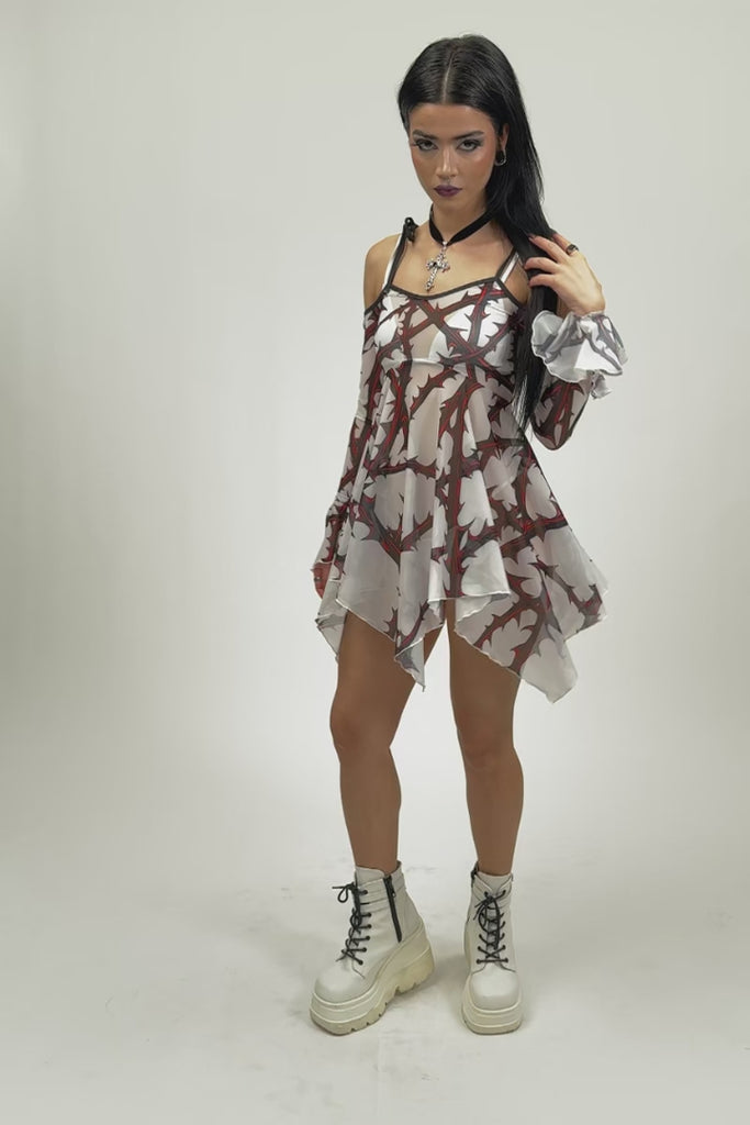 good vibing strappy mesh dress Razorvine Mesh Handkerchief Strappy Dress