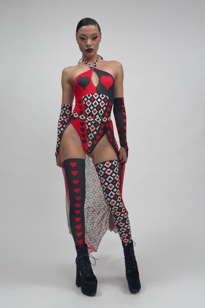 Heartless Queen Sheer Maxi Skirt Rave Halloween Style