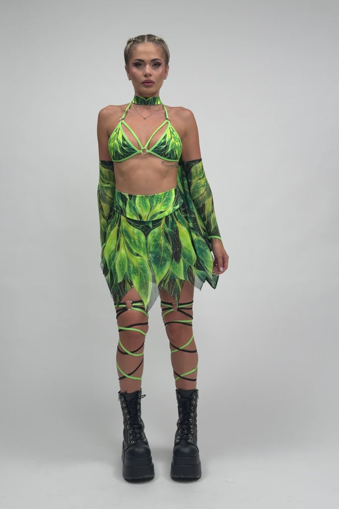 Forest Pixie Handkerchief Mini Skirt Set Rave Halloween Wear