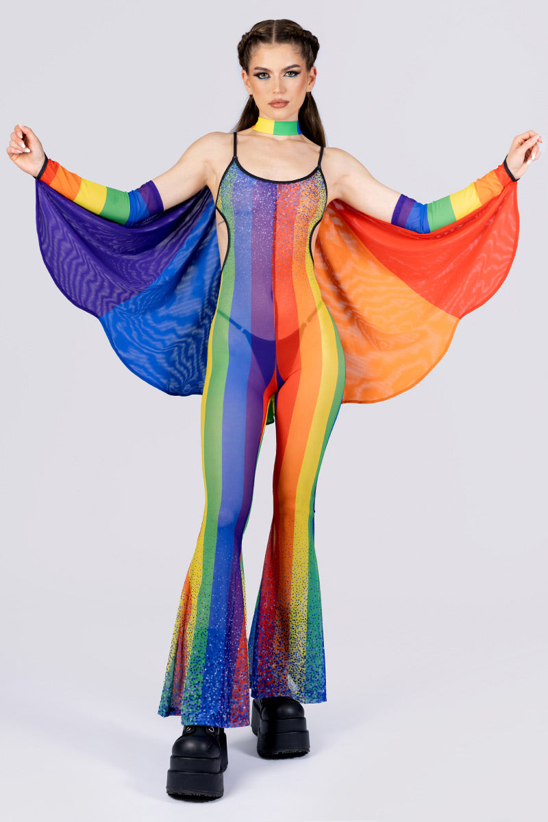 Pride Queen Mesh Open Back Jumpsuit | Devil Walking Pride Queen Mesh Open Back Jumpsuit | Devil Walking
