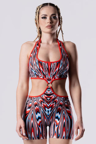 Rave Outfit Primal Pulse Cut Out Romper Close Front View