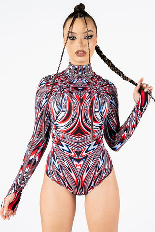 Rave Outfit Primal Pulse Long Sleeved Bodysuit Front View