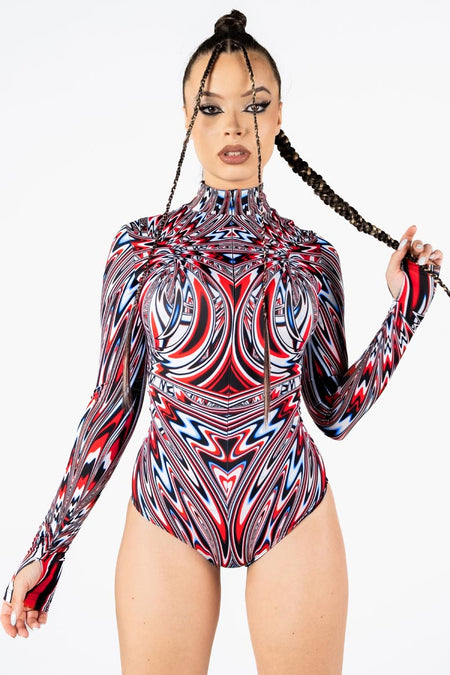 Rave Outfit Primal Pulse Long Sleeved Bodysuit Front View