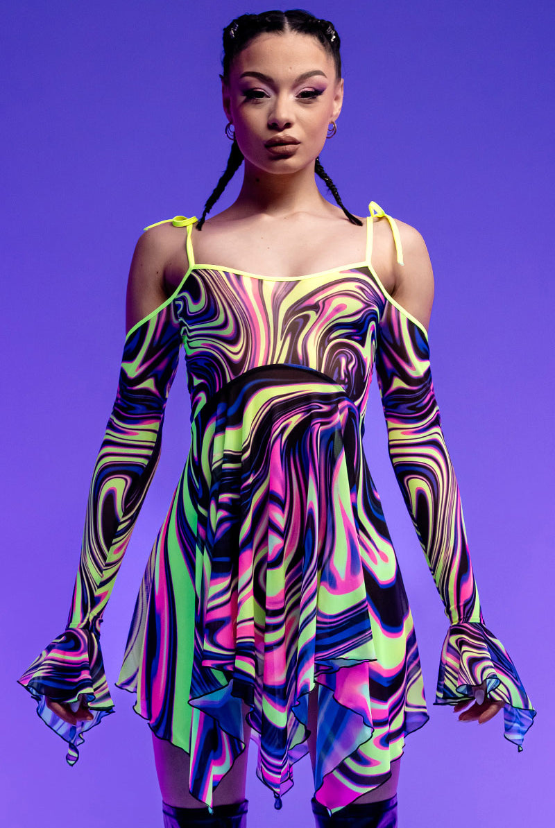 Psychaotic Mesh Handkerchief Strappy Dress