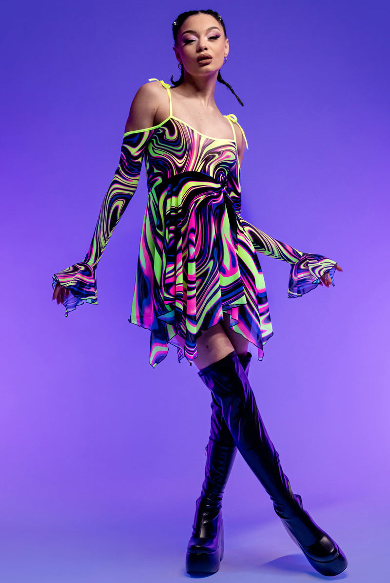 Psychaotic Mesh Handkerchief Strappy Dress Psychaotic Mesh Handkerchief Strappy Dress