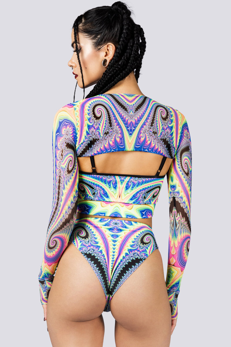 Psychedelica High Cut Booty Shorts Close Back View 