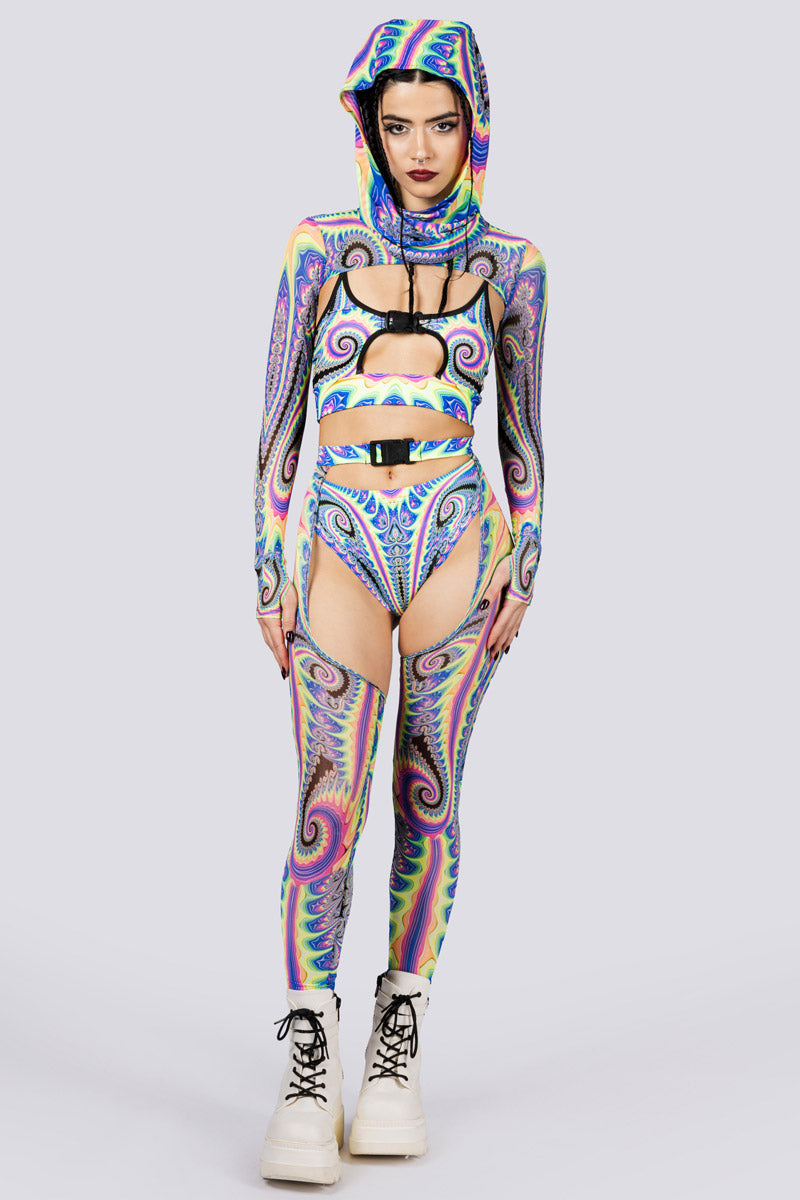 Psychedelica High Cut Booty Shorts Front View