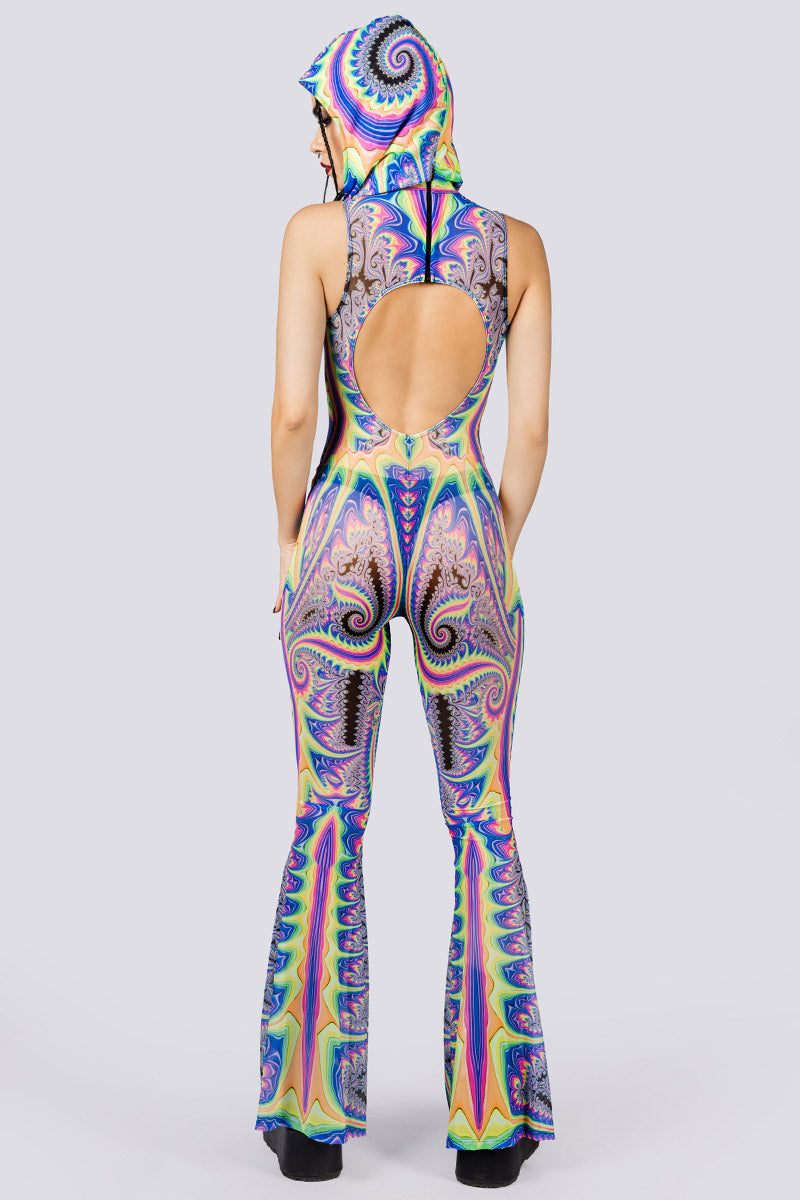 Psychedelica Mesh Cut Out Jumpsuit Back Full View