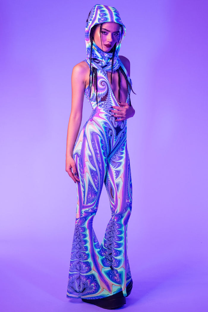 Rave Outfit Psychedelica Mesh Cut Out Jumpsuit Right Side View