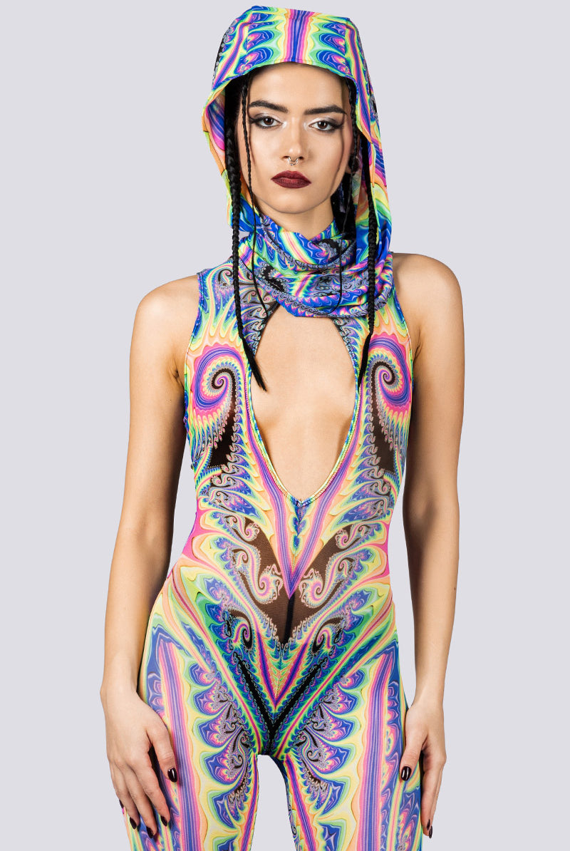 Psychedelica Rave Hood Front Close View