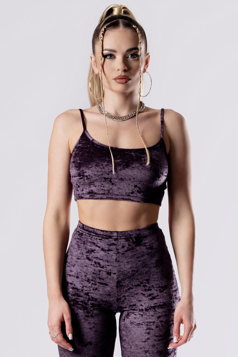 Purple Smoke Flare Pants Set - Velvet