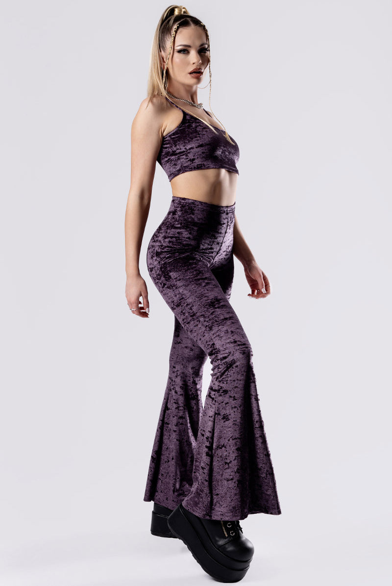 purple-smoke-flare-pants-set-purple-velvet-front-view