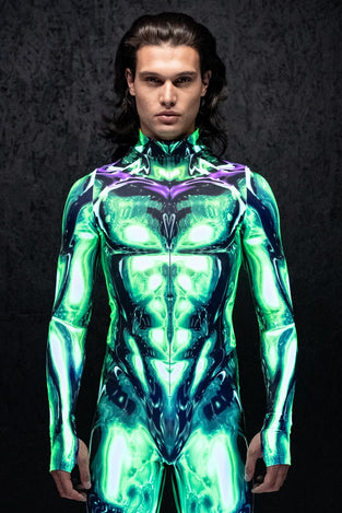 Rave Outfit Radioactive Men'S Costume Uv Close View