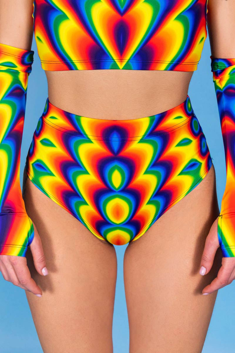 Rainbow Bloom Booty Shorts Close View 