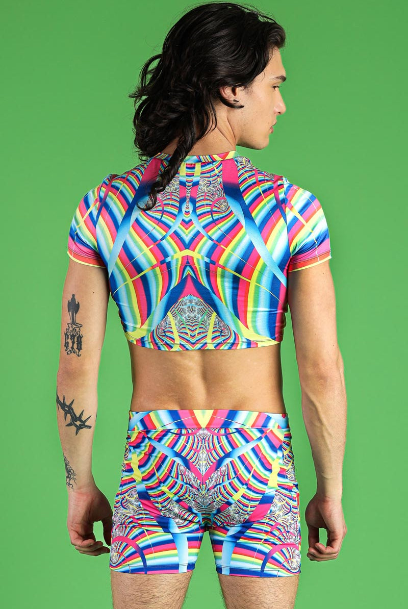 Rainbow Dimension High Waisted Men Shorts Back View