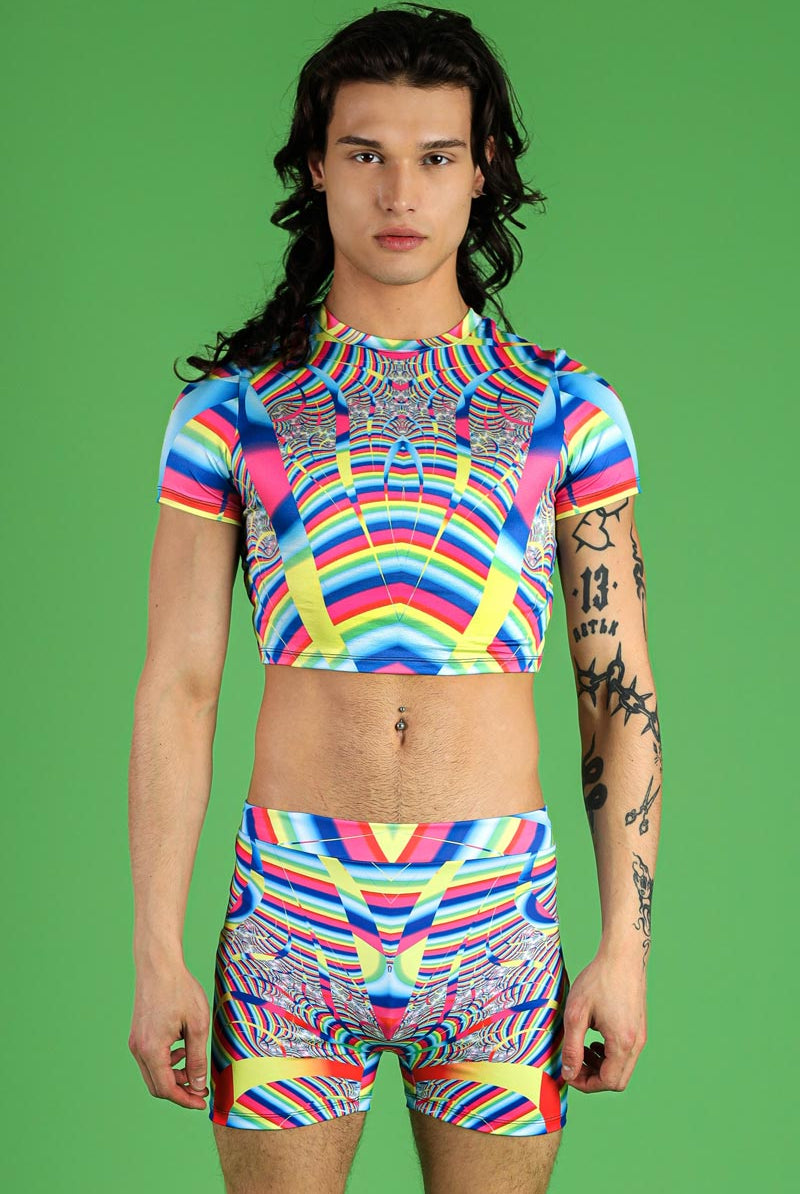 Rainbow Dimension High Waisted Men Shorts Front View