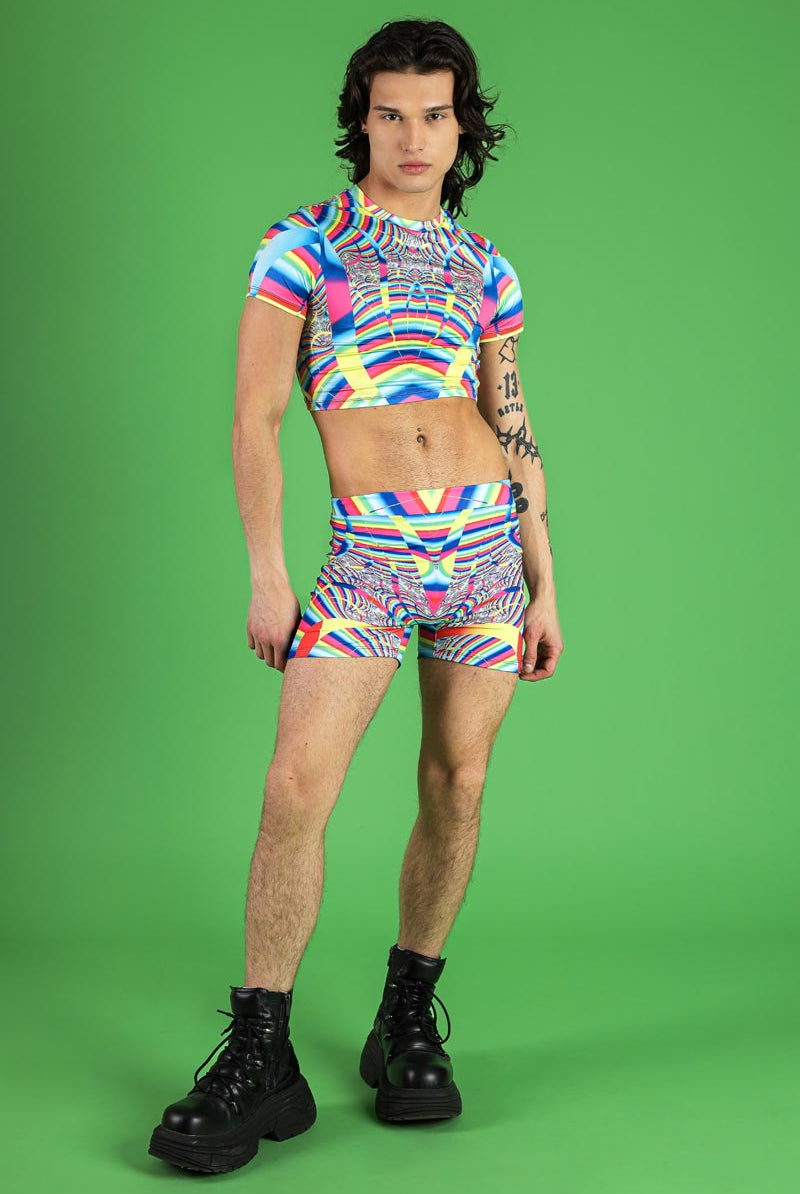 Rainbow Dimension High Waisted Men Shorts Full View