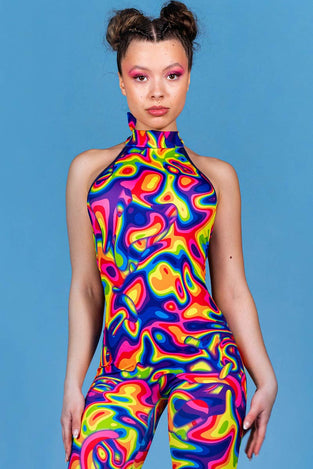 Rave Outfit Rainbow Dreams Catsuit Close View