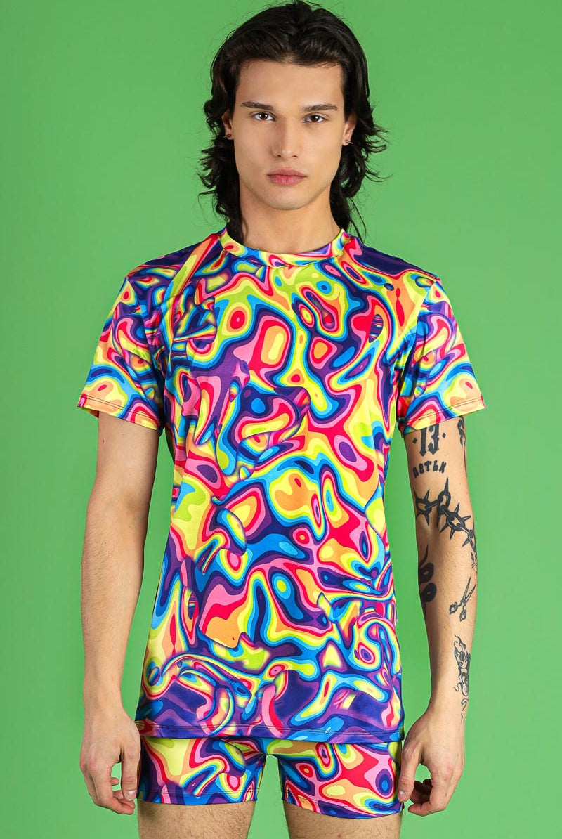 Rainbow Dreams High Waisted Men Shorts Set Front View