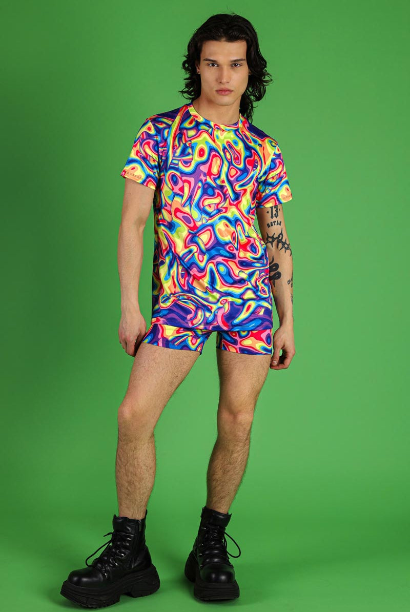 Rainbow Dreams High Waisted Men Shorts Set Full View
