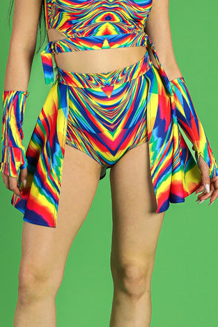 Rainbow Glitch Backside Shorts Skirt Close View