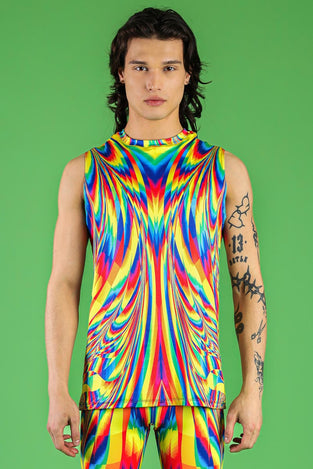 Rainbow Glitch Men's Biker Shorts Set Front View
