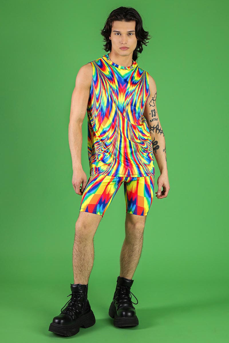 Rainbow Glitch Men's Sleeveless Shirt Full View